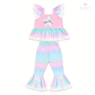 DISNEY PRINCESS : Ariel (แอเรียล) ชุดเซ็ทเด็กหญิง เสื้อแขนระบาย + กางเกงขายาว ลิขสิทธิ์แท้ [085074]