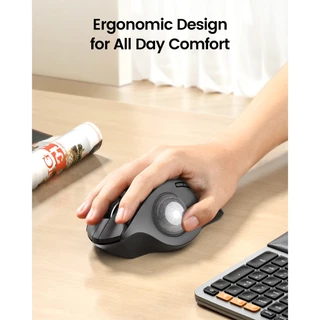 ProtoArc EM01 NL เมาส์แทร็กบอลไร้สาย 2.4G + Bluetooth 2 ช่อง ชาร์จไฟได้ ลูกบอลสีเงิน รับประกัน 2 ปี