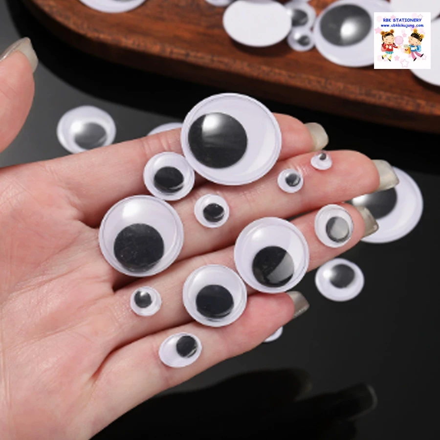 ลูกตากลิ้ง ตาปลอม ตาตุ๊กตา ขนาด 4 - 40 มม. มีกาวในตัว ตุ๊กตา DIY อุปกรณ์ DIY