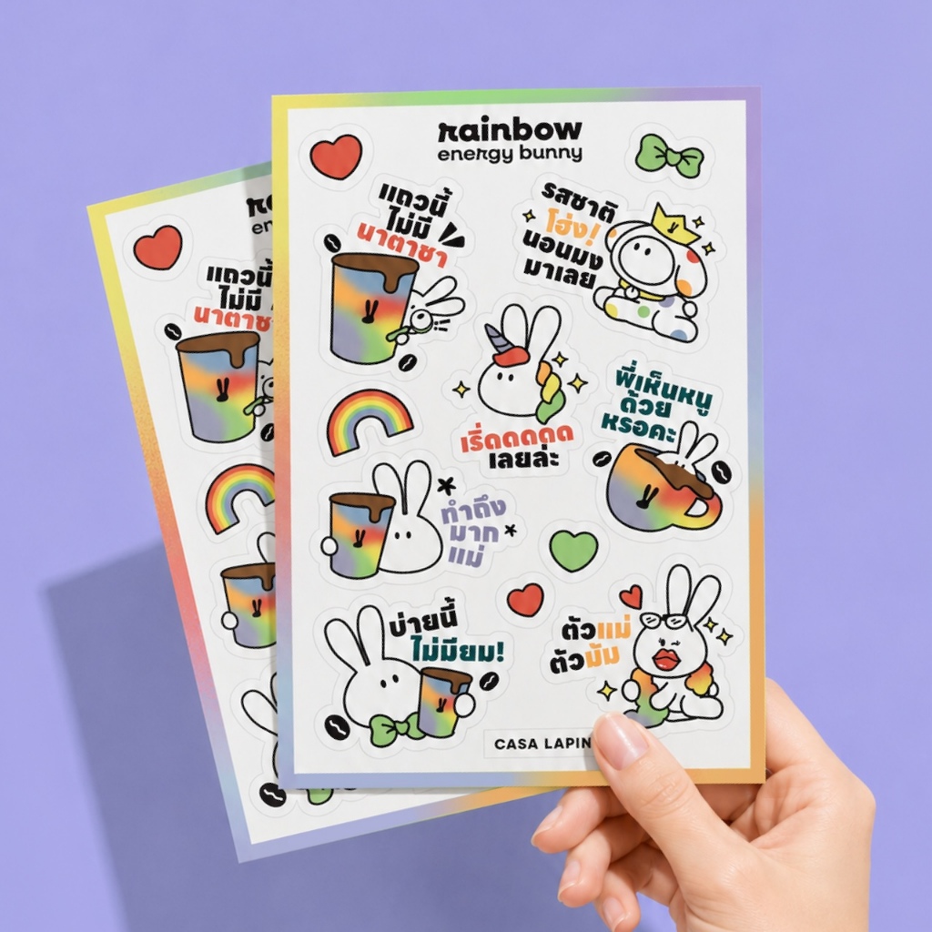 Sticker Rainbow Energy Bunny | สติ๊กเกอร์ 1 แผ่น มี 7 ลาย | CASA LAPIN