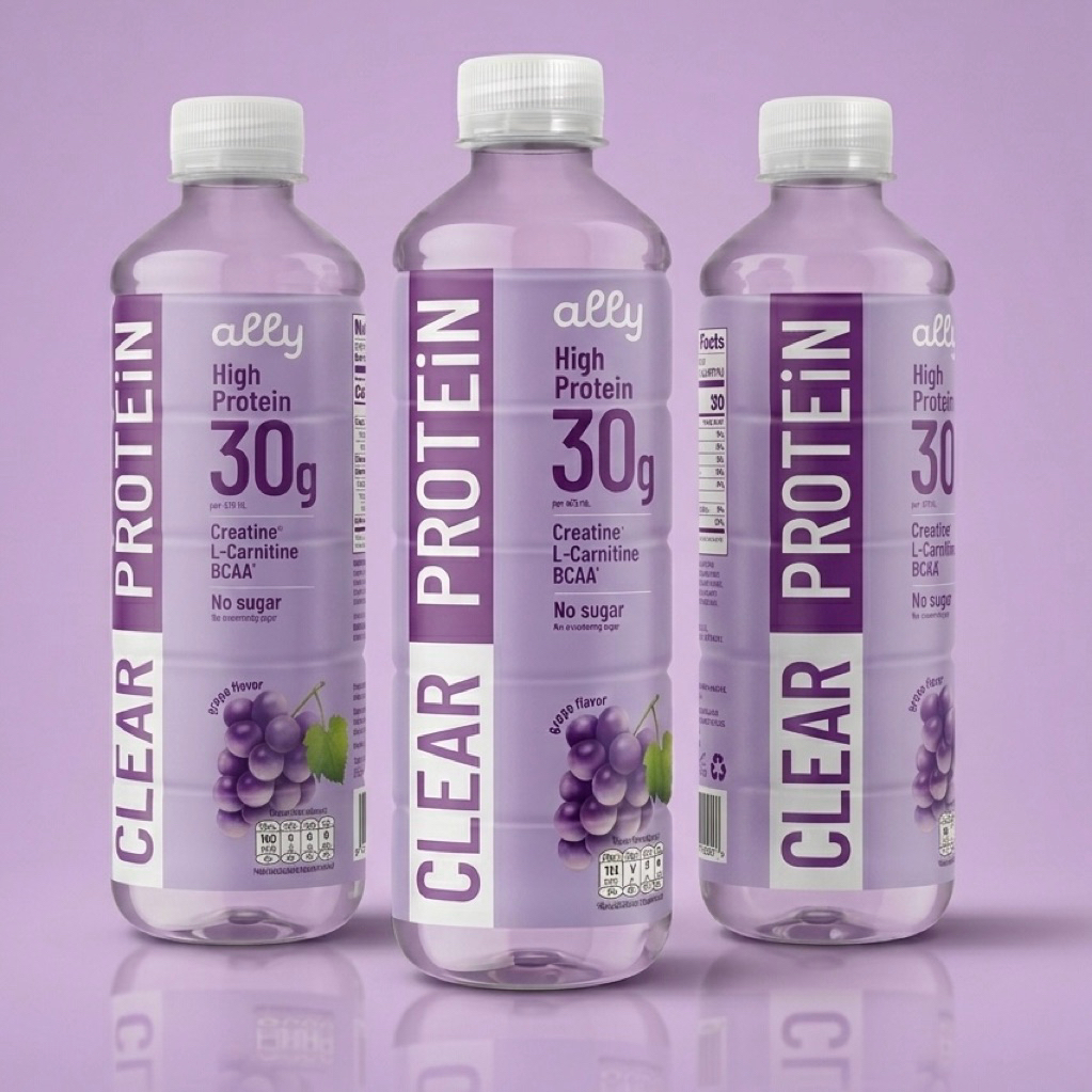 [3 ขวด] ออลลี่ โปรตีนใส องุ่น 420มล. Ally Clear High Protein Grape