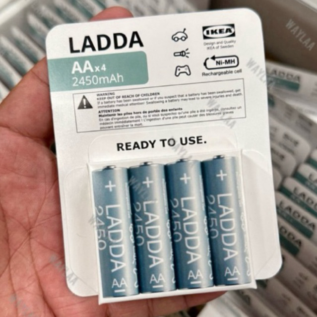 [ส่งทันที🚀] ถ่านชาร์จ IKEA แท้ 💯 LADDA ลัดด้า ถ่านชาร์จ AA / AAA ความจุ 750 - 2450 mAh แพ็ค4ก้อน ถ่า