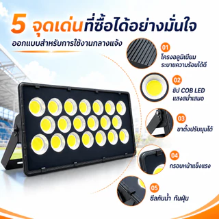 สปอร์ตไลท์ แสงสีขาว 600W spotlight ประหยัดพลังงาน ป้องกันฝน ฟ้าผ่า ไฟสปอตไลท์กลางแจ้ง