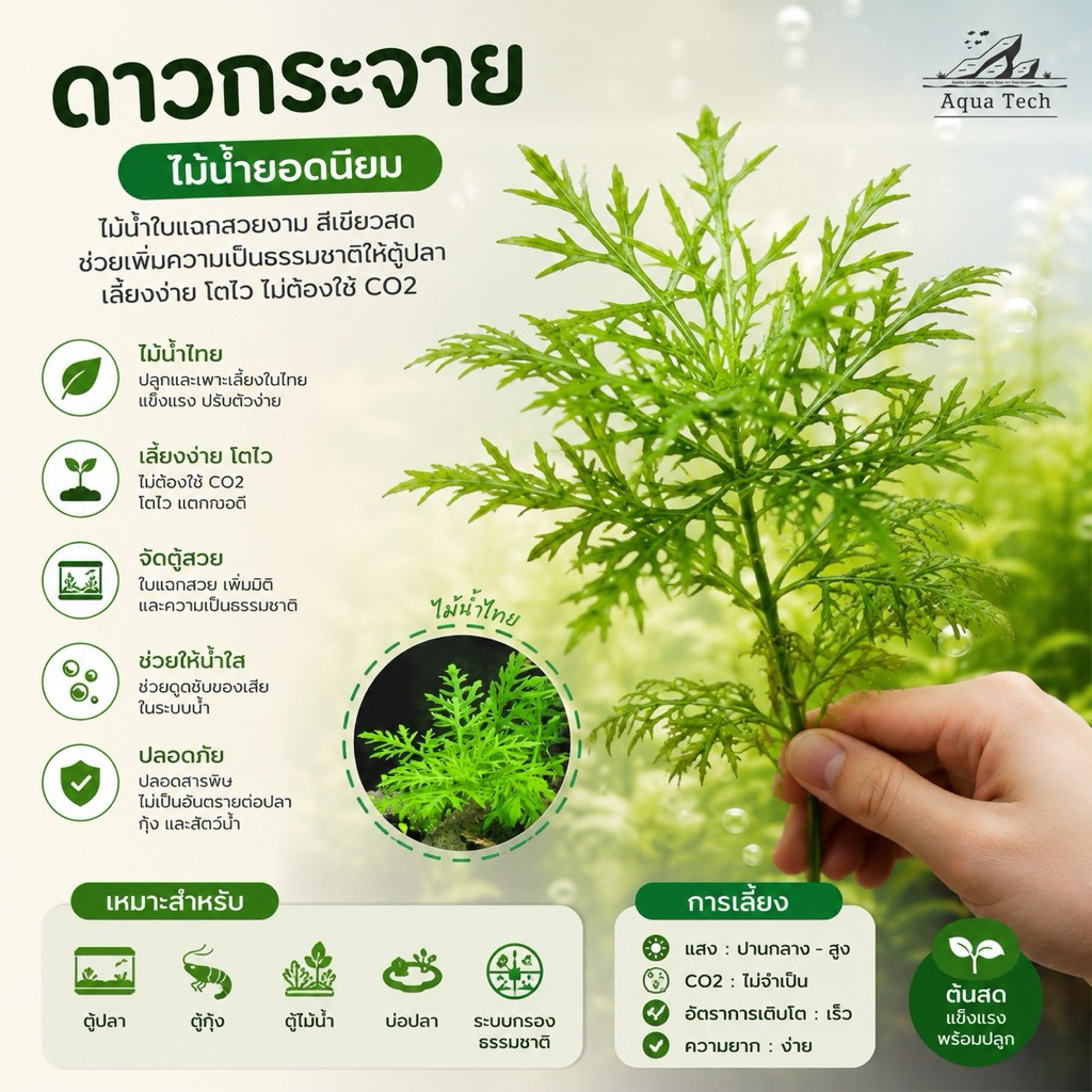 ไม้น้ำ ดาวกระจาย ไม้ข้อใบน้ำ เลี้ยงง่ายไม่ใช้ CO2 🌿🌱