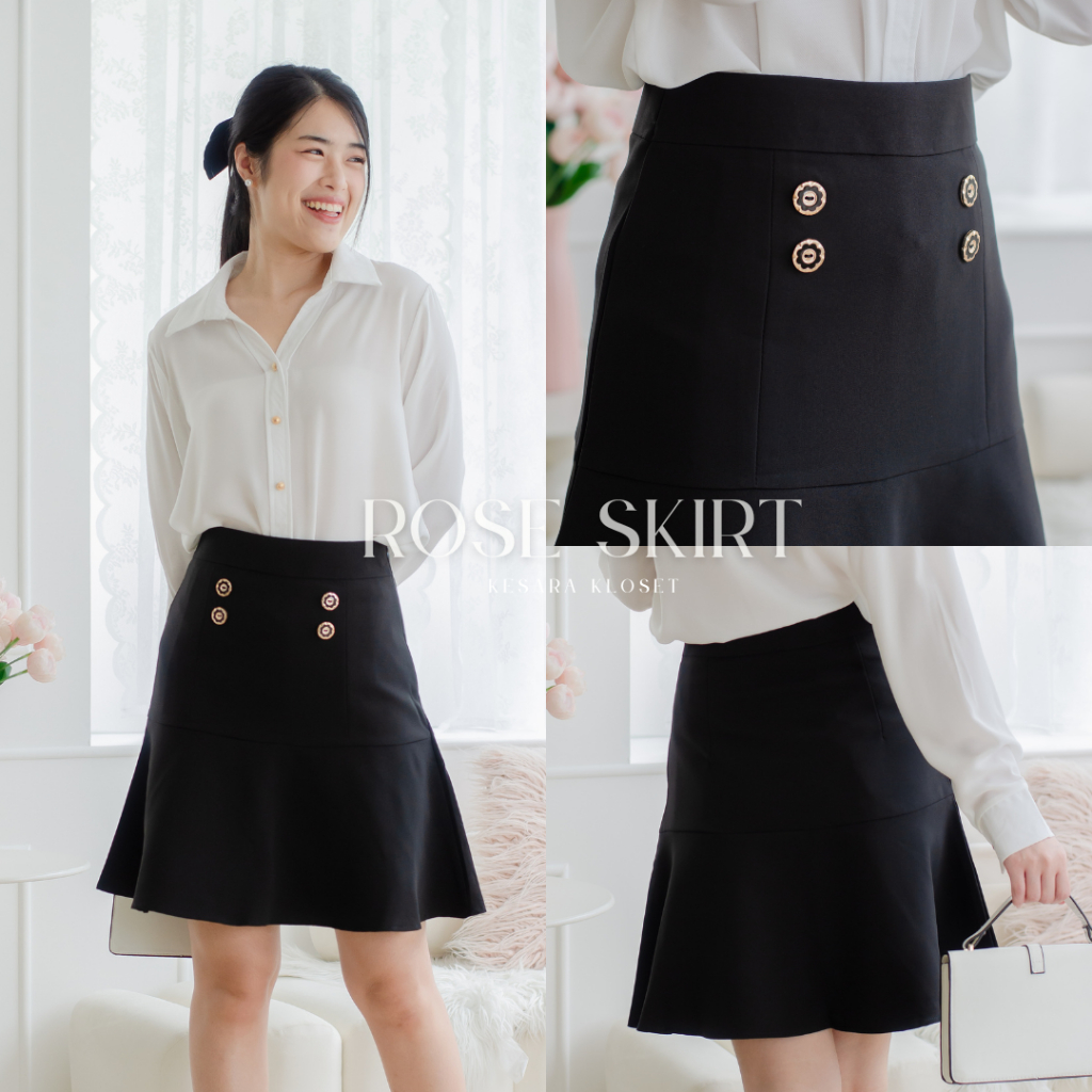 กระโปรงทำงานเอวสูง ทรงย้วยชาย ยาว20' Daisy Skirt