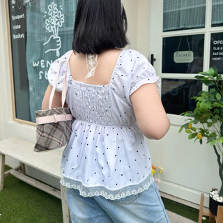 Khao Pan Shirt เสื้อน้องข้าวปั้น🍙🍡🍰 เสื้อลายจุด polkadot สุดฮิต ใส่ได้ทั้งเปิดไหล่และปิดไหล่✨💕 เสื้อผ้าสาวอวบ | Geebeety