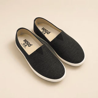 Hogo รองเท้าสลิปออน Slip on ผู้หญิง รองเท้าแบบสวม สไตล์มินิมอล ผ้าใบเกาหลี