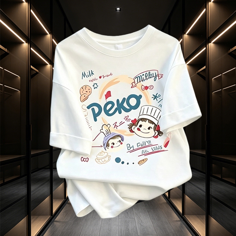เสื้อยืดลายการ์ตูนน่ารัก สไตล์คาวาอี้ ผ้าคอตตอน ใส่สบาย