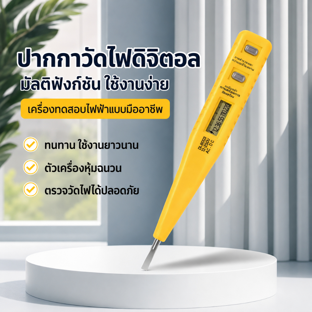 ปากกาไขควงวัดไฟ LED 2 สี ตรวจสายไฟ เฟส/นิวทรัล เช็กไฟ AC/DC หัว CR-V พร้อมคลิปพกพา ใช้งานง่าย