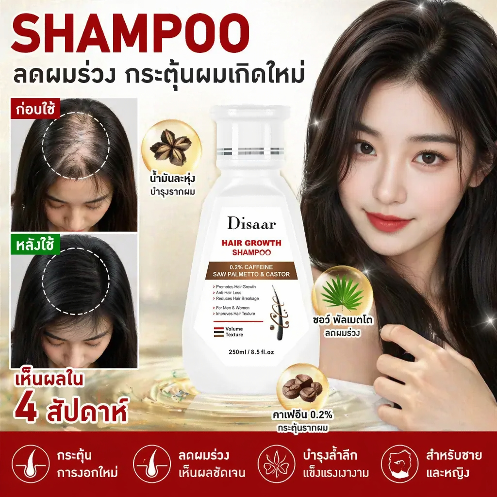 แชมพูสูตรขิงนำเข้า 250ml ดูแลเส้นผม ลดผมร่วง ช่วยให้ผมหนาขึ้น