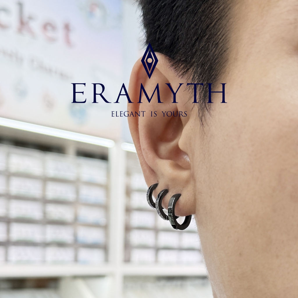 Eramyth : ต่างหูห่วง เงินแท้92.5 รวม ขนาด11,13,15mm เงินเกลี้ยง ชุบสีทองคำขาว,สีโรสโกล์,สีทอง,สีแบล็ค EM-0007 (พร้อมส่ง)