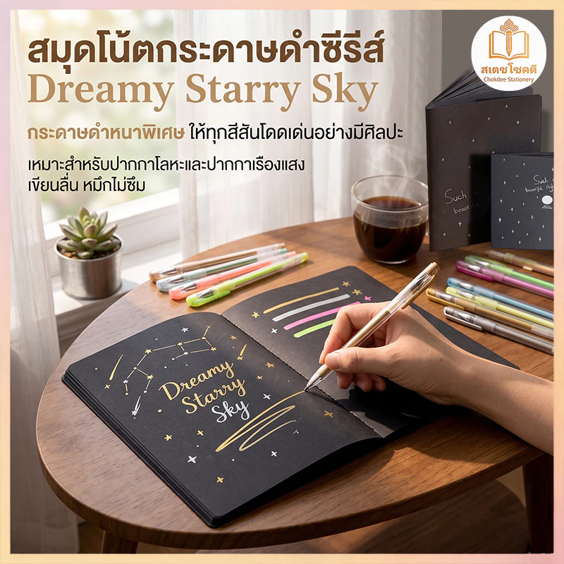 Chokdee สมุดโน๊ตสีดำ 60 หน้า 150g สมุดจดบันทึก ไดอารี่ สมุดสีดำ notebook DIY ไม่ซึม วาดภาพ นักเรียน