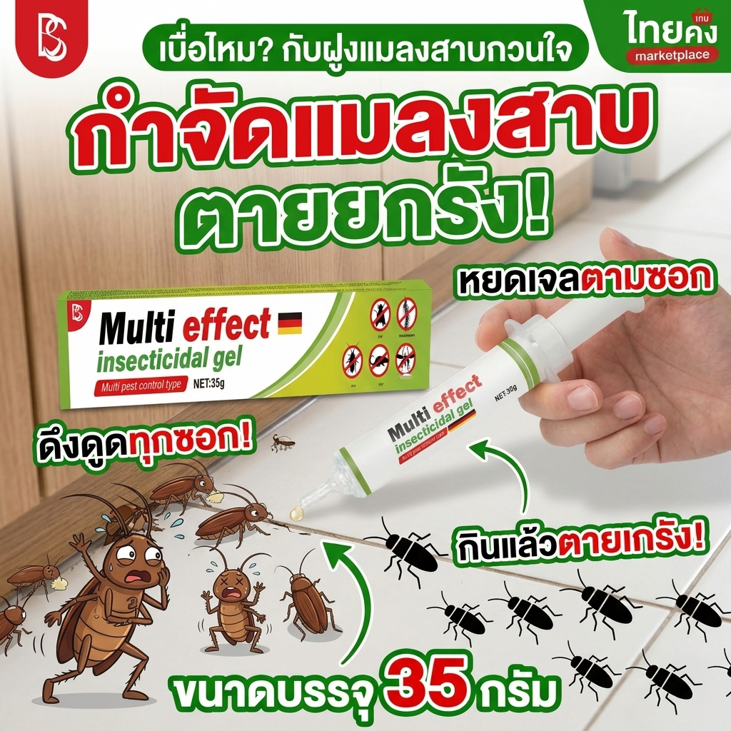 เลียปุ๊บ ตายปั๊บ!⚡CLT กำจัดแมลงสาบ เจลกำจัดแมลงสาบ ยาแมลงสาบ 🇩🇪 นำเข้าจากเยอรมนี ใช้งานง่าย 35g