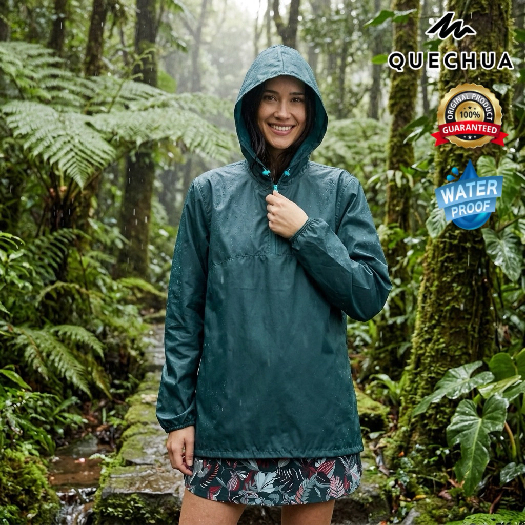 เสื้อกันฝน/กันน้ำสำหรับผู้หญิง รุ่น RAINCUT (สีเขียว) QUECHUA
