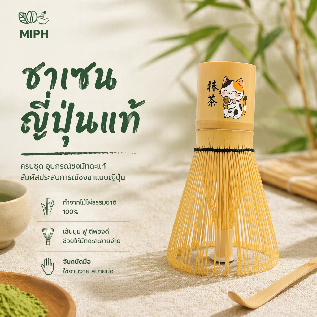 🚀พร้อมส่ง ส่งทันที🚀 ชาเซน แปรงไม้ไผ่ญี่ปุ่น 100ซี่ ดีที่สุดในการตีมัทฉะ
