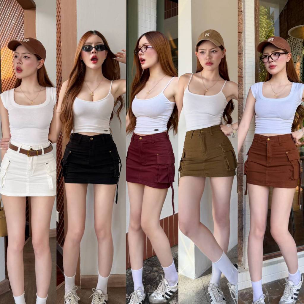 (สายคาร์โก้/DD) กระโปรงยีนส์ ทรงคาร์โก้กระเป๋าข้างสวยเท่ งานผ้ายืด มี 5 สี 4 ไซส์
