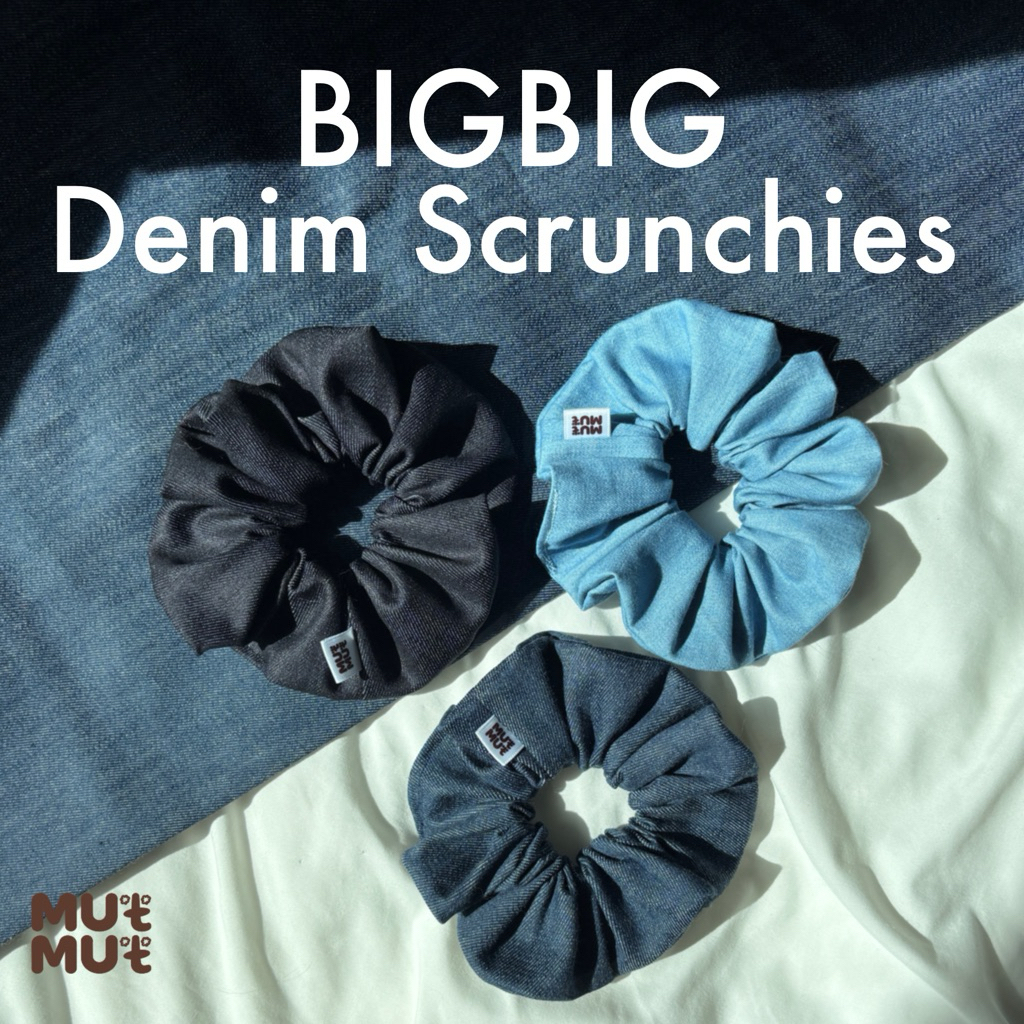 MUtMUt • BIGBIG Denim Scrunchies - ยางมัดผม ยางรัดผม ผ้ายีนส์