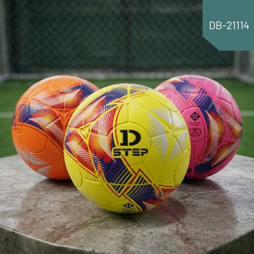 DSTEP ลูกฟุตซอลหนังอัด มาตรฐาน FIFA สีสันสดใส เหลือง ส้ม  ชมพู  (1ลูก) พร้อมชุดเข็มและตาข่าย/ DB-21114