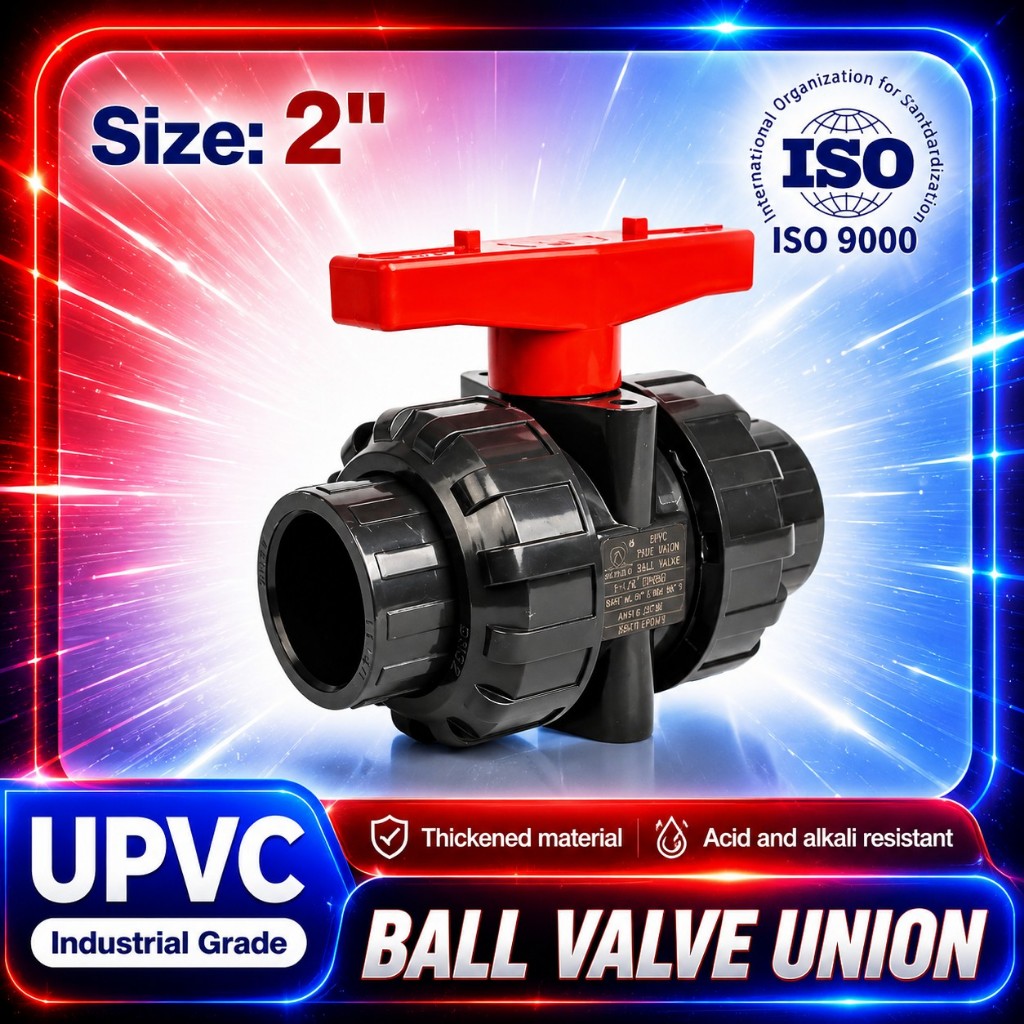 บอลเช็ควาล์ว UPVC 2 นิ้ว Union Ball Check Valve วาล์วกันกลับยูเนี่ยน Socket Weld สำหรับสระว่ายน้ำ ระบบน้ำ และงานอุตสาหกร