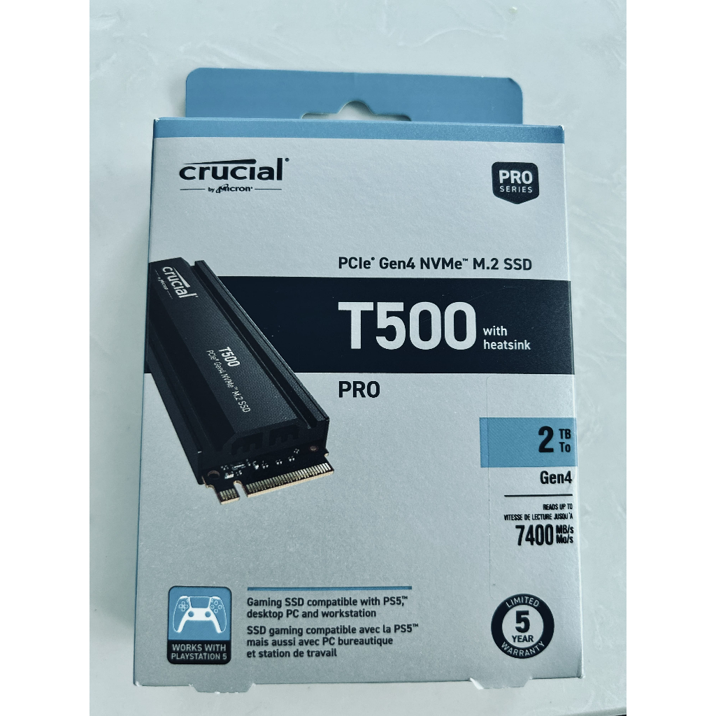 Crucial T500 2TB PCIe Gen4 NVMe Gaming PS5 SSD with Heatsink