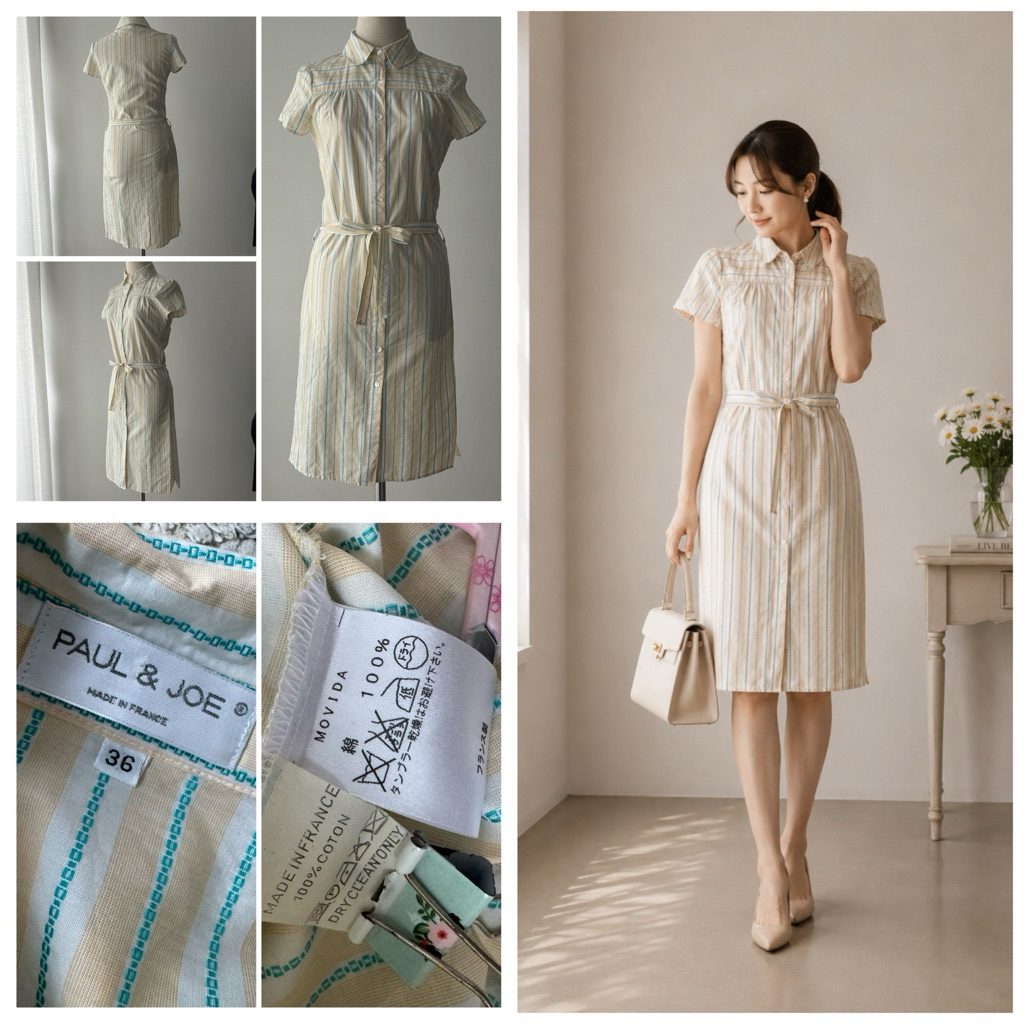 Pre-owned Paul & Joe Striped Shirt Dress Size 36 Made in France MXLC852