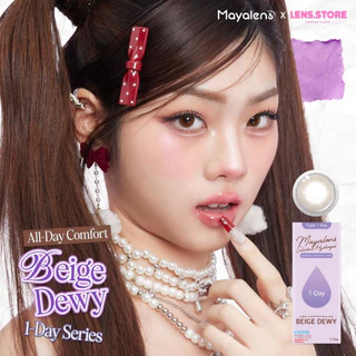คอนแทคเลนส์รายวัน Mayalens 1D Beige Dewy Brown เบจดิววี่ย์ สีน้ำตาลเบจใสๆ ได้ลุคลูกคุณ