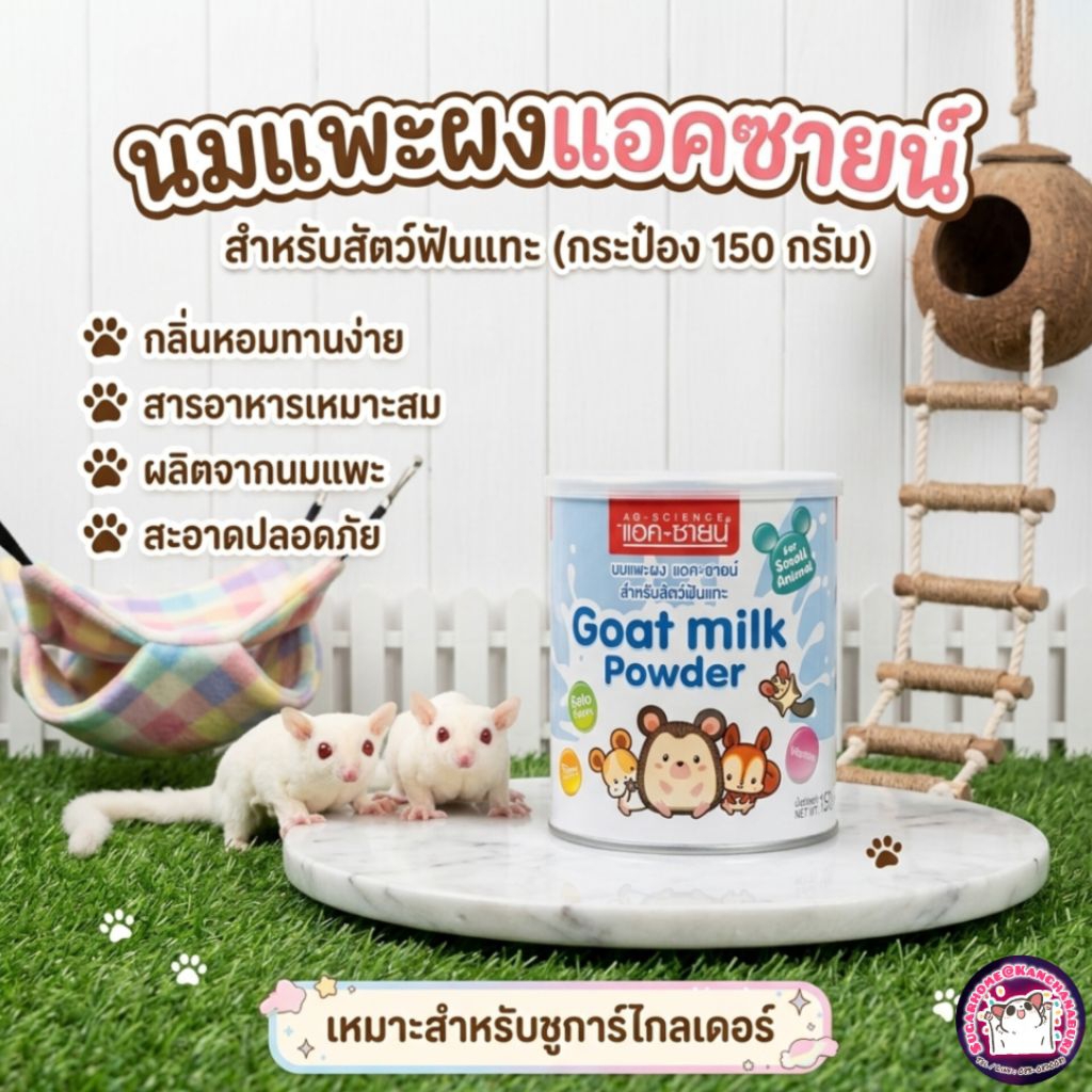 นมแพะผง แอค-ซายน์ (AG-Science) สำหรับสัตว์ฟันแทะ (กระป๋อง 150 กรัม)
