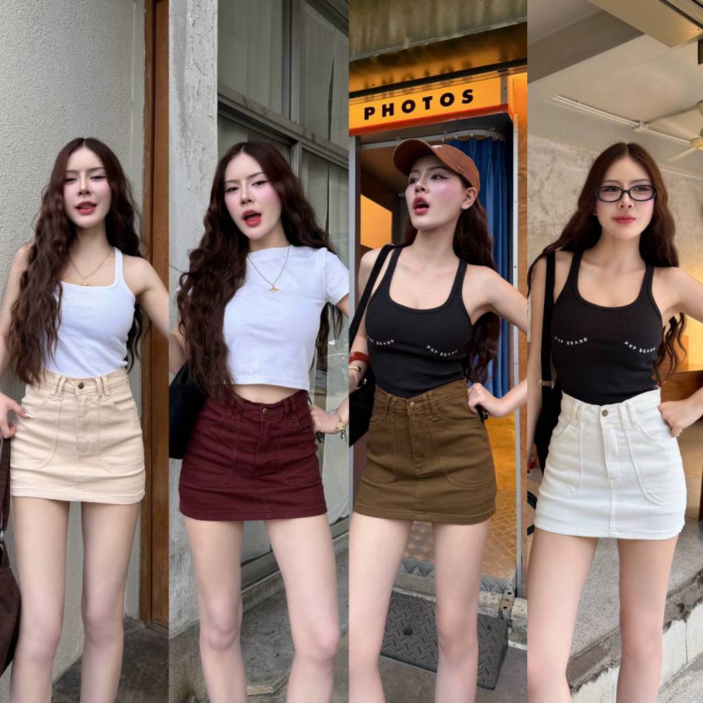 (ซน.หูคู่/DD) กระโปรงยีนส์ ผ้ายืด งานสวย มีซับใน มี 4 ไซส์ มี 6 สี งานผลิตจากไทย