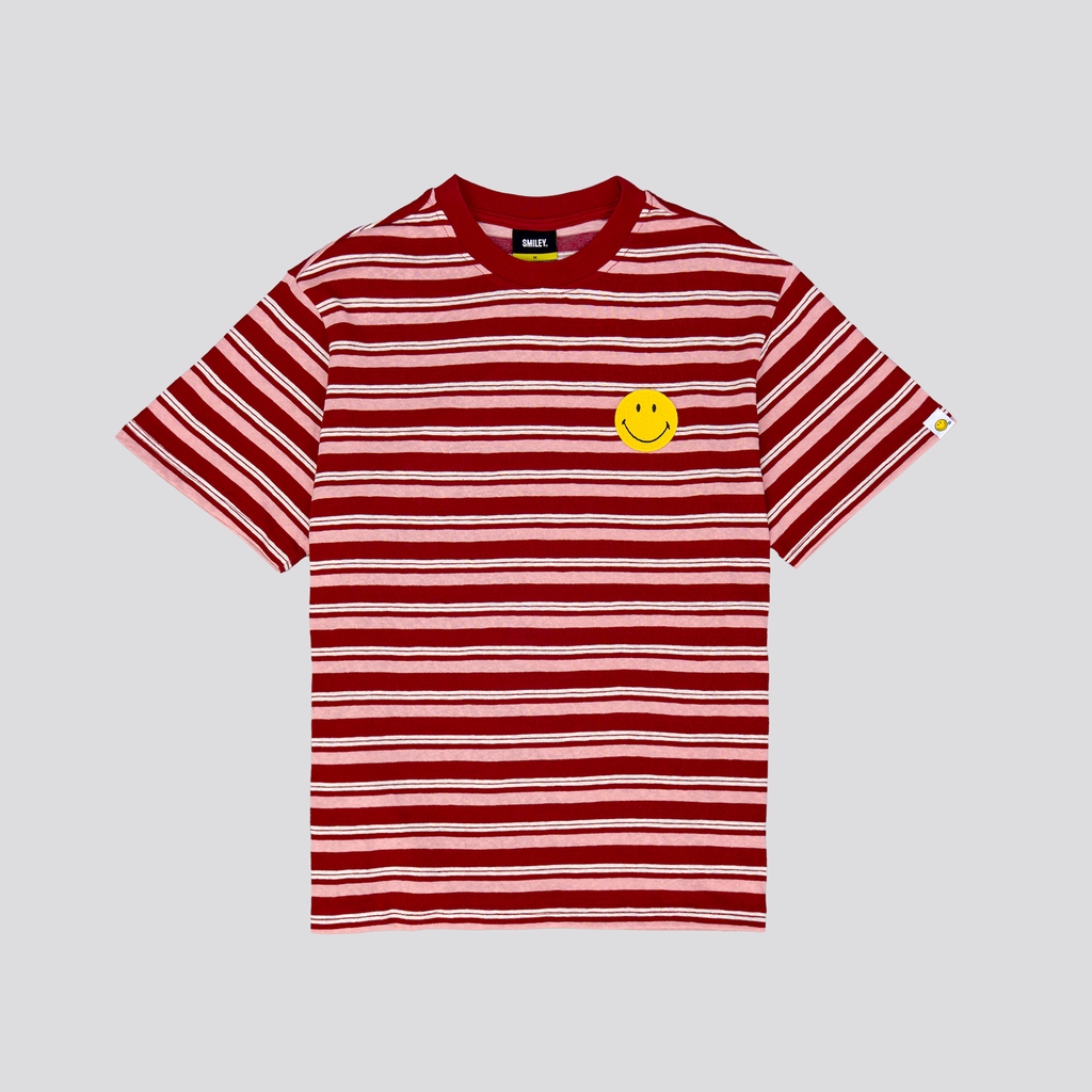 SMILEY® RED CROCHET PATCH  STRIPPED TEE SHIRT RELAX