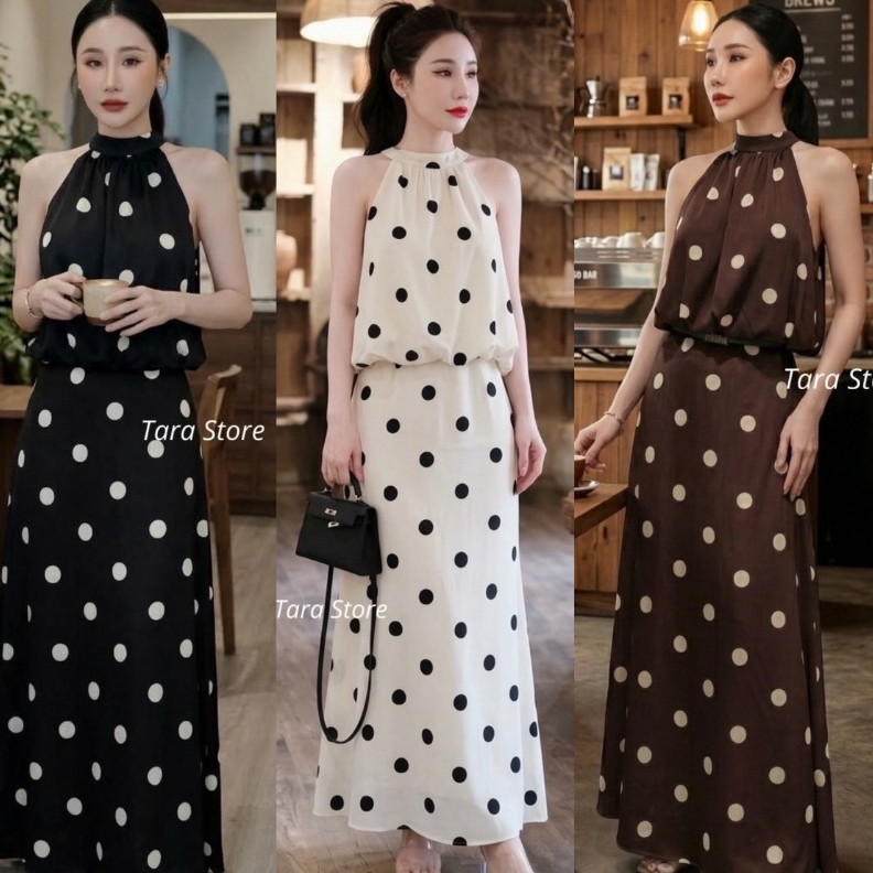 Tarastore ชุดเซ็ตลายจุด เสื้อ+กระโปรง #G401