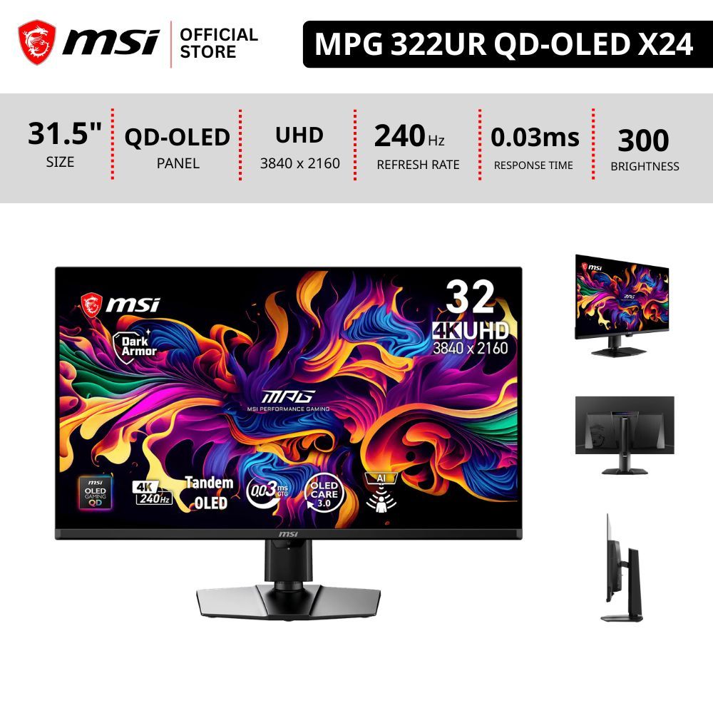 [Pre-Order] MSI MPG 322UR QD-OLED X24 Monitor จอคอมพิวเตอร์ 31.5"