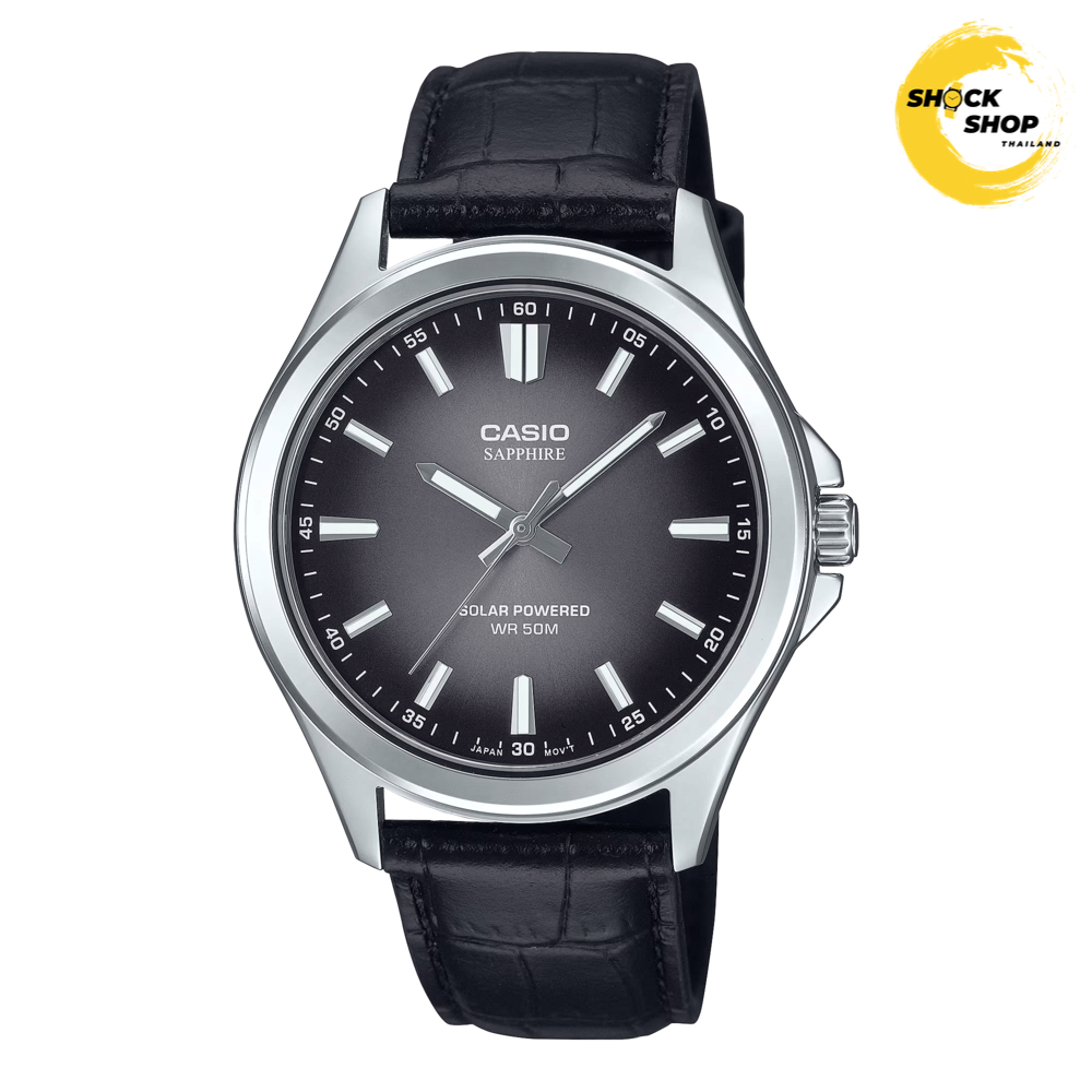 CASIO นาฬิกาผู้ชาย รุ่น MTS-RS100L-1A Solar กระจก Sapphire สายหนัง คาสิโอ