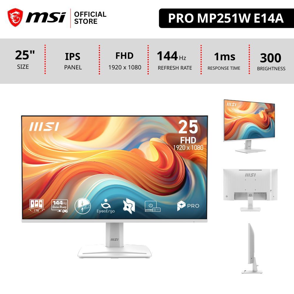 MSI PRO MP251 E14A สีดำ / PRO MP251W E14A สีขาว จอคอมพิวเตอร์ Monitor FHD