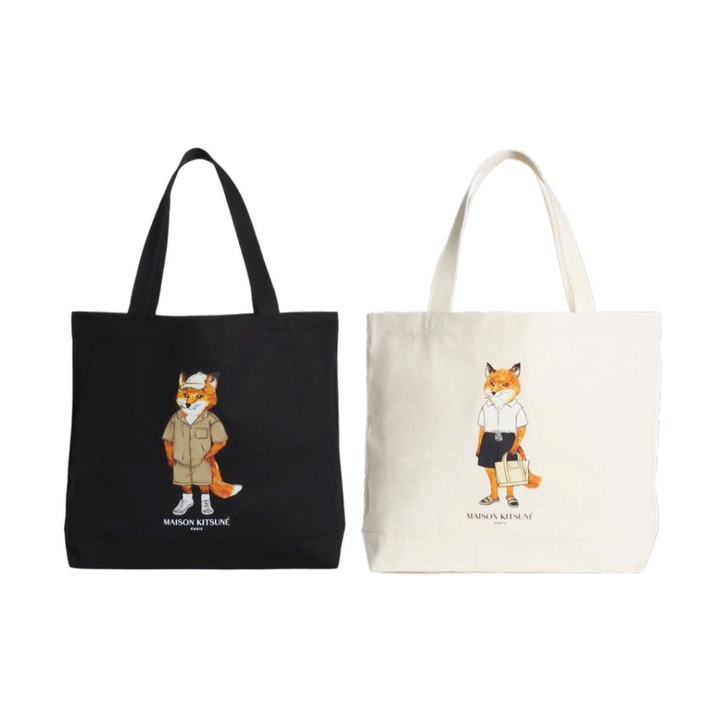 New Maison Kitsune dressed fox tote 🦊 ของแท้💯 พร้อมส่ง ทักมารีเชครายวันก่อนกดนะคะ