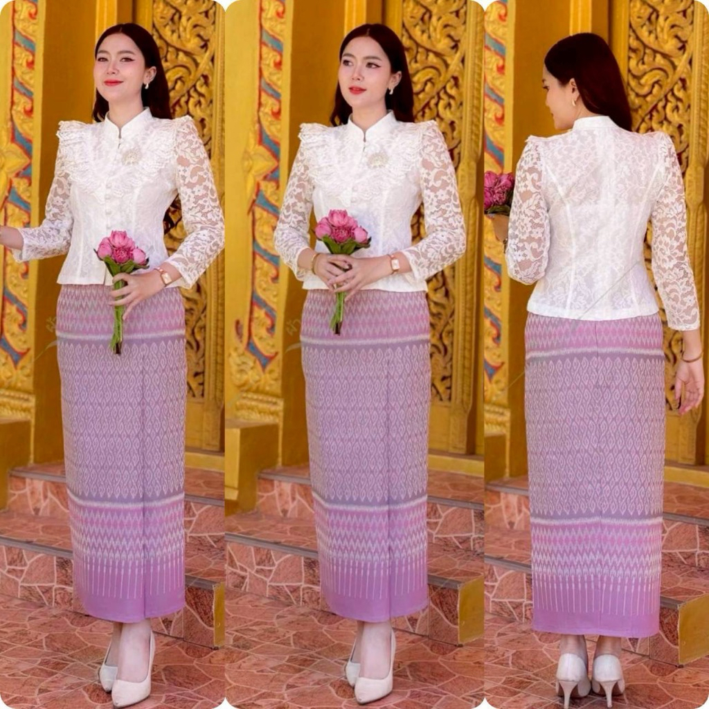 ผ้าถุงทอลาย ผ้าถุงตัดสำเร็จ เป็นผ้าฝ้ายทอลาย อัดผ้ากาวทั้งผืน ผ้านิ่มใส่สบาย ไม่ร้อนไม่คัน