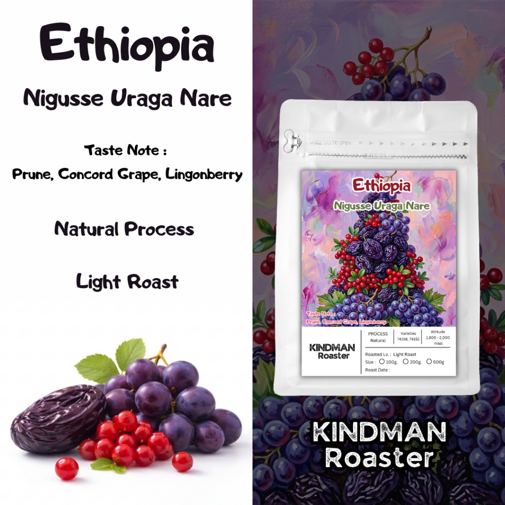 เมล็ดกาแฟ Ethiopia Nigusse Uraga Nare Natural Process by KINDMAN Roaster