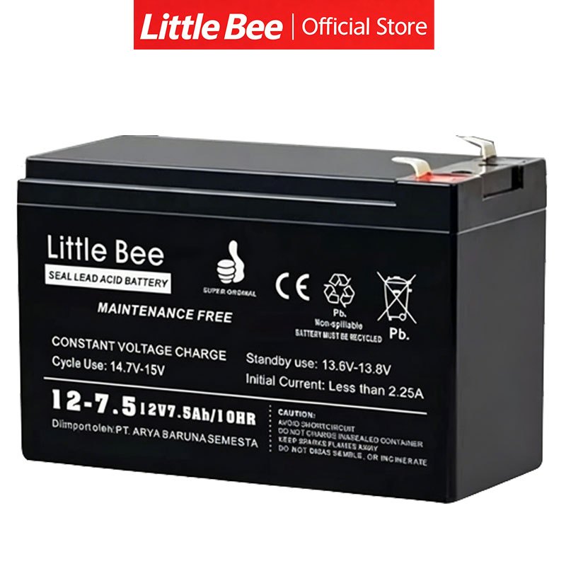 Little Bee แบตเตอรี่ แห้ง 12-7.5 ( 12V 7.5AH ) VRLA Battery สำรองไฟ UPS ไฟฉุกเฉิน รถไฟฟ้า