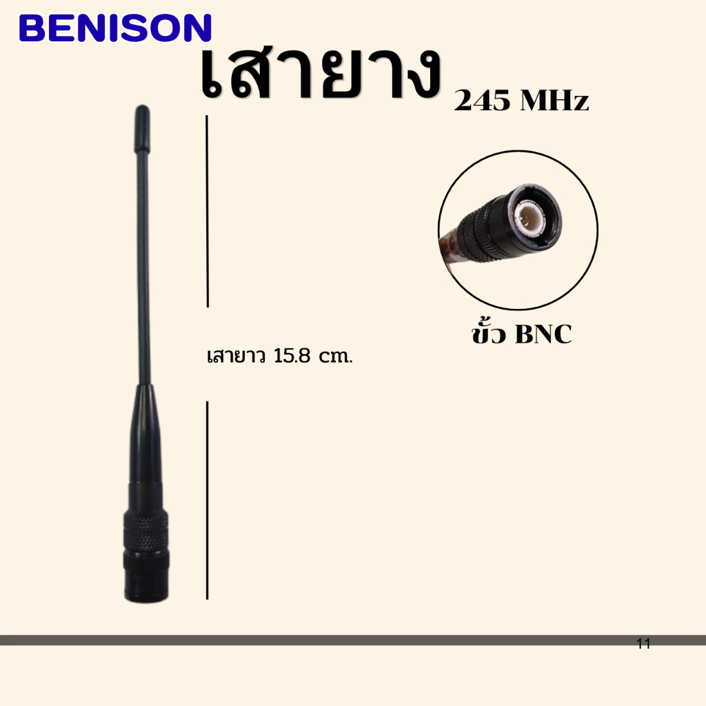 เสายางวิทยุสื่อสาร เสายางหางหนู ขั้ว BNC 245MHz
