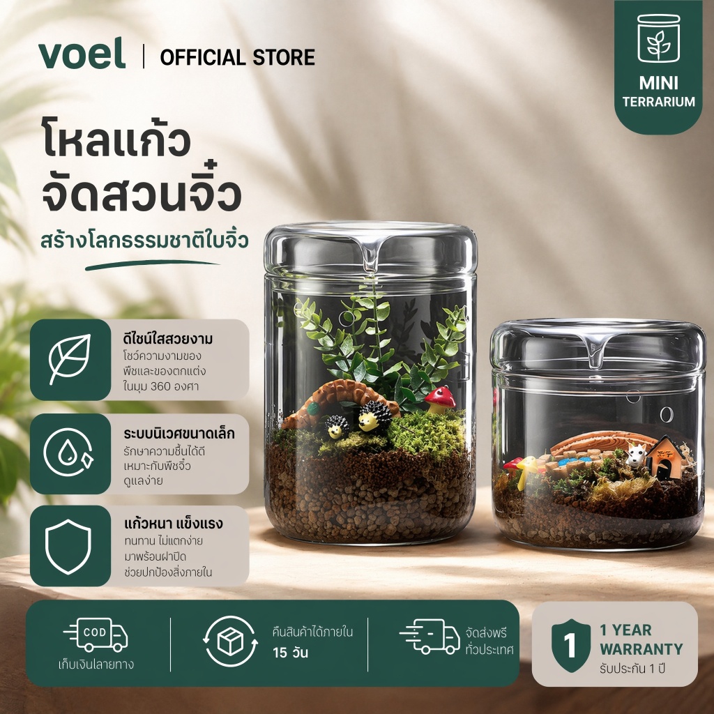 Voel ขวดแก้วคอลเลกชันน้ำค้างความคิดสร้างสรรค์แจกันแก้วมอสสำหรับภูมิทัศน์ขนาดเล็กมอสตกแต่งบ้าน