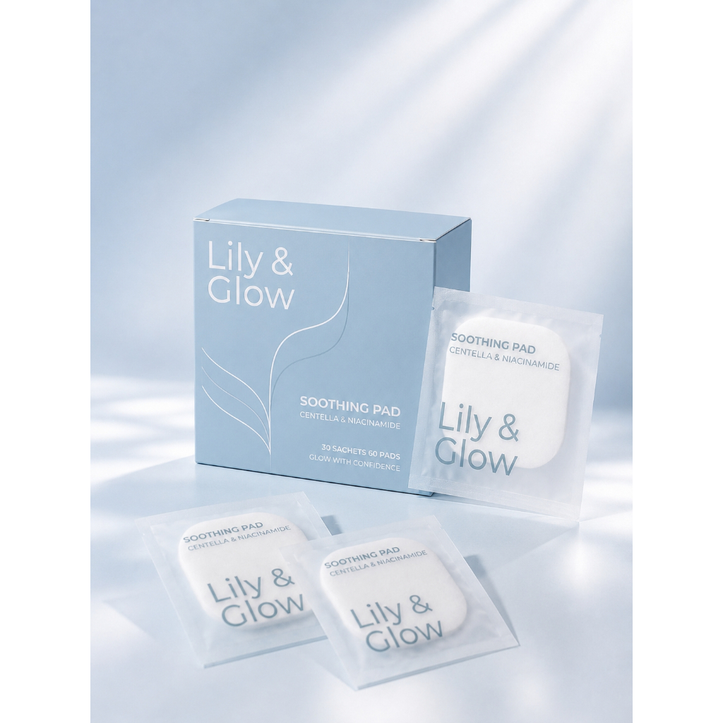 LILY & GLOW, Soothing Toner Pad โทนเนอร์แพด เซรั่มแพด ปลอบประโลมผิวอย่างอ่อนโยน เติมความชุ่มชื้น (30 ซอง 60 แผ่น)