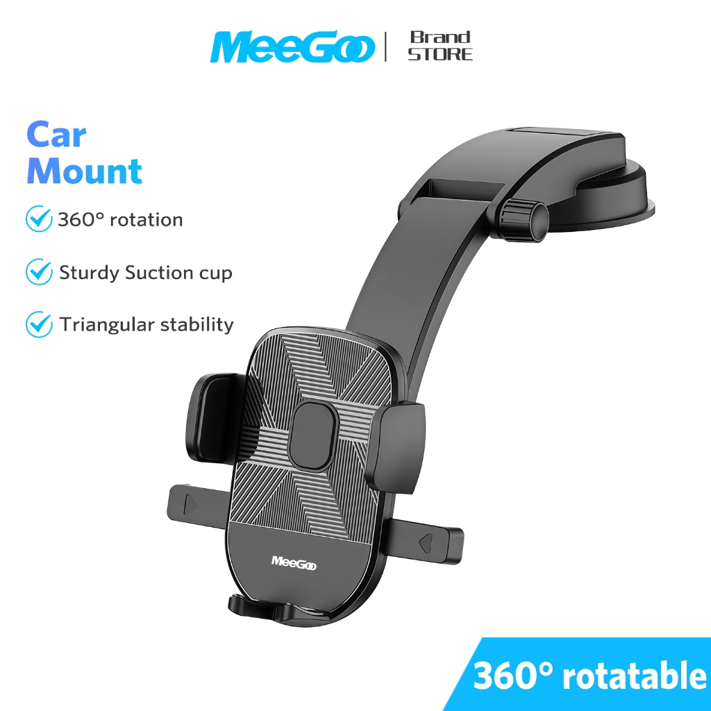 MEEGOO ที่วางโทรศัพท์ในรถยนต์ แม่เหล็กดูดแบบตะขอ ถ้วยดูดขนาดใหญ่ กันกระแทก หมุนได้ 360°