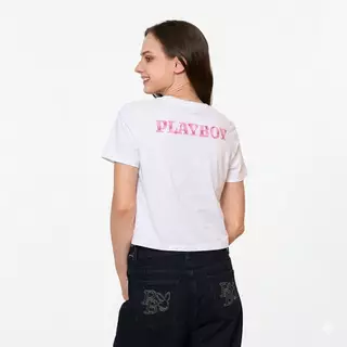 PLAYBOY เสื้อผ้าผู้หญิง/เสื้อ/เสื้อยืดสีขาว รุ่น P1WT265TB043WH