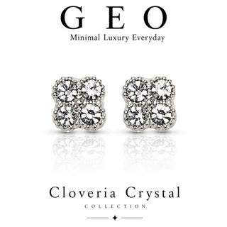 GEO CLOVERIA COLLECTION | ต่างหูแม่เหล็กดอกโคลเวอร์ ไม่ต้องเจาะหู เพชรคริสตัล ใส่สบาย ติดแน่น