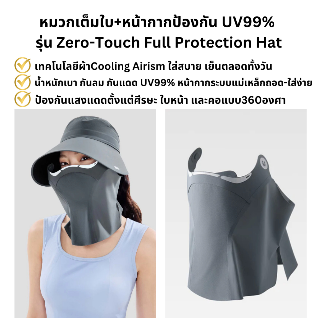 NEW Beneunder หมวกกันแดด+หน้ากากกันแดด กัน UV 99%+ UPF50+ สำหรับผู้หญิง รุ่น ZERO ปกป้องเต็มรูปแบบโดยไม่สัมผัสผิว  สวย