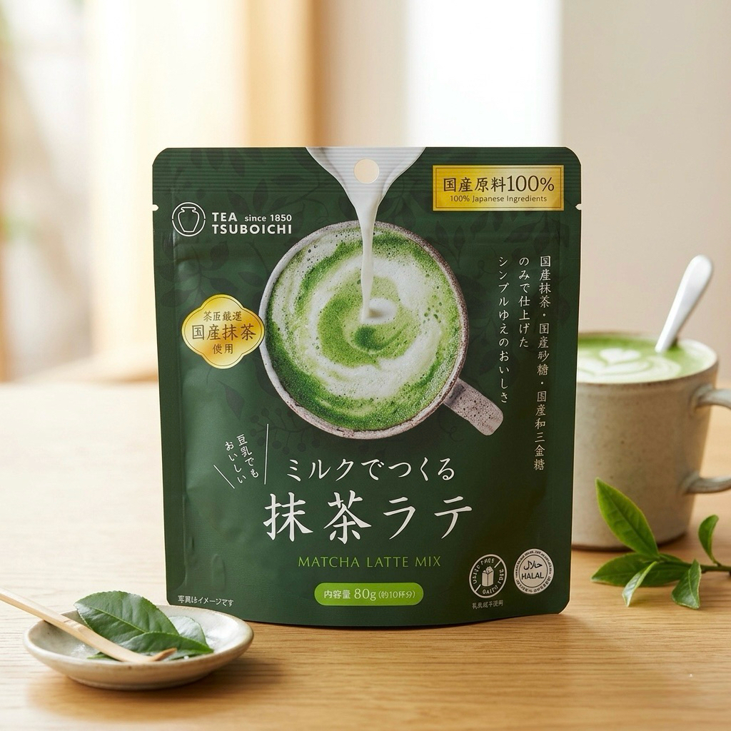 พร้อมส่งในไทย Tsuboichi Matcha Latte Mix ผงมัทฉะลาเต้ (สูตรสำหรับชงกับนม) สูตร Dairy Free ชงได้10แก้ว!!!