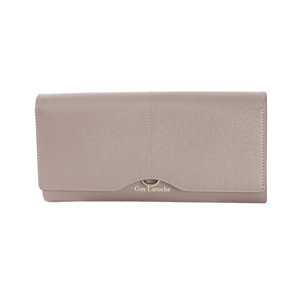 Guy Laroche กระเป๋าสตางค์ผู้หญิง กระเป๋าสตางค์ 2 พับยาวแบบบางสีชมพู รุ่น AGP09132S6PIL