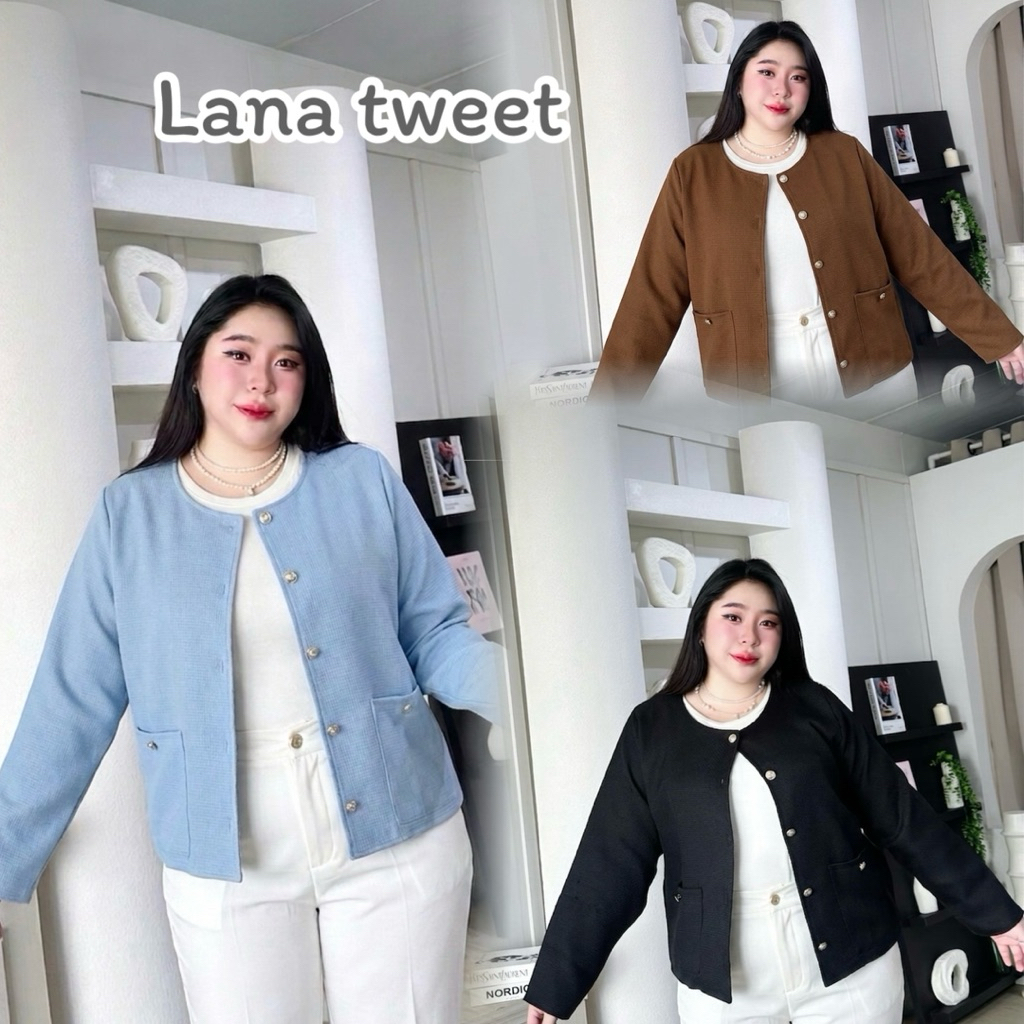 (T67ทวิต) เสื้อคลุมทวิตสำหรับสาวอวบ *มีซับใน อก 38-52 Lanastore