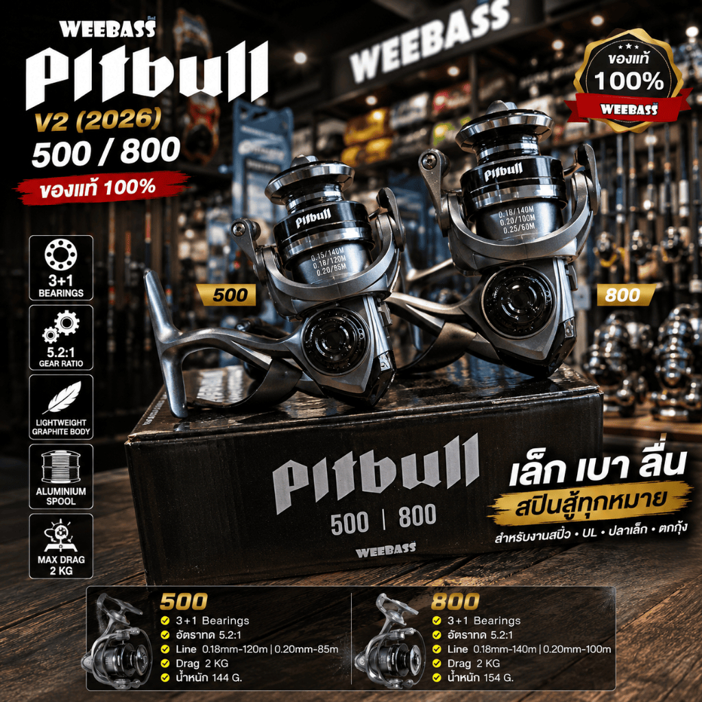 [ รับตรงจากบริษัท ] รอกสปิน Weebass PITBULL 500 800 พิตบูล 3+1BB