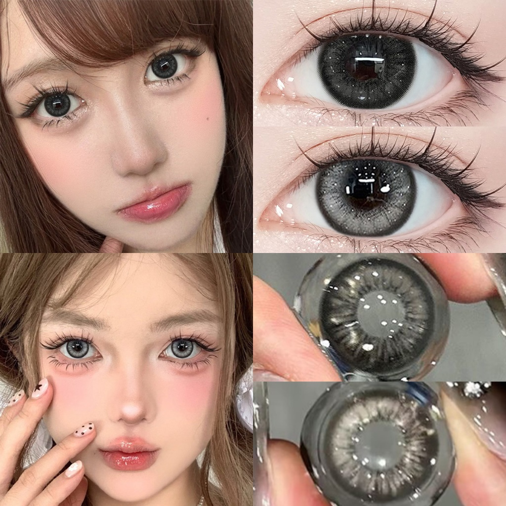 【ซื้อ2คู่แถมยาหยอดตา】Midroo🍭คอนแทคเลนส์สี Black คอนแทคเลนส์บิ๊กอายคอนแทก 1คู่🌷14.2mm