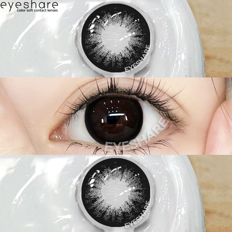 (COD)-BEAUTYEYE Black-100°-600° เลนส์สายตาสั้น 1 คู่ 14.5 มม.บิ๊กอายคอนแทคเลนส์สีตุ๊กตาตาจัดส่งฟรี
